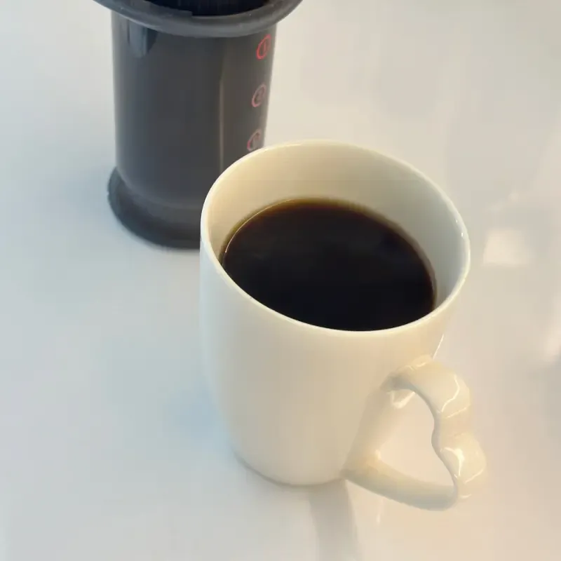 Freshly made Aeropress coffee