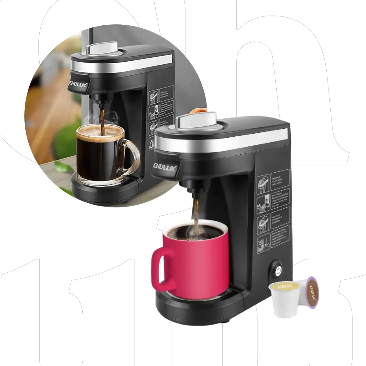 CHULUX Single Serve Coffee Maker Brewer