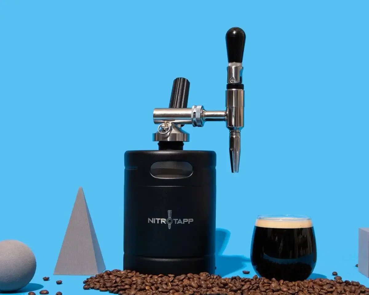 Nitro Tapp Machine with a cup of nitro coffee