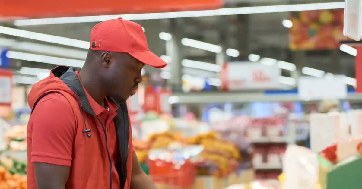 Man in a store shopping for coffee