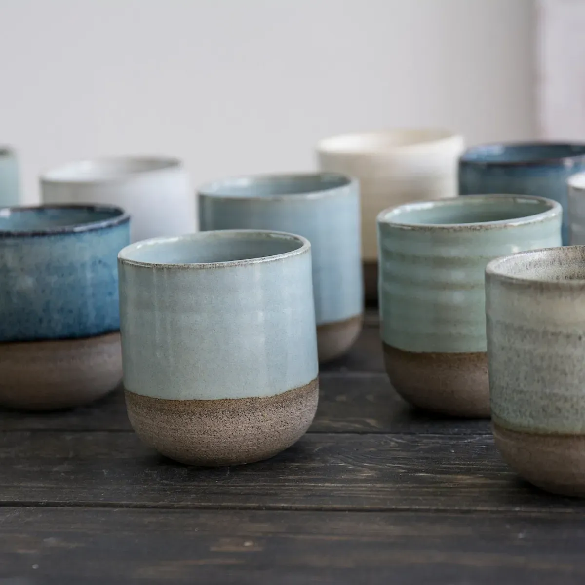 Artistic ceramic espresso cup with saucer