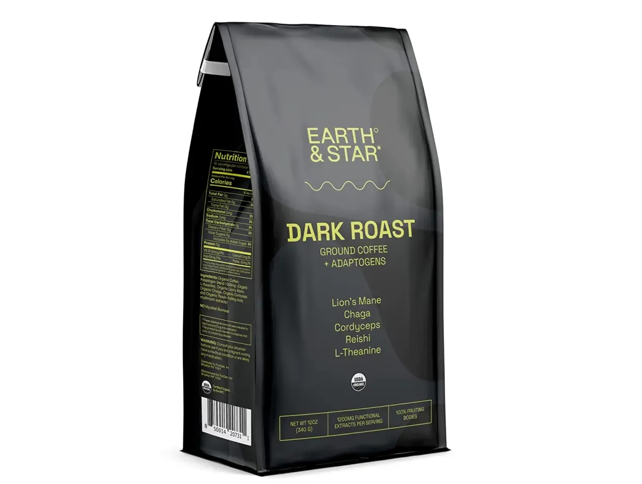 Dark roasted earth & star coffee bag