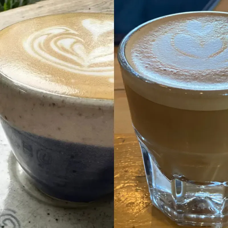 Cortado picture and piccolo picture side by side
