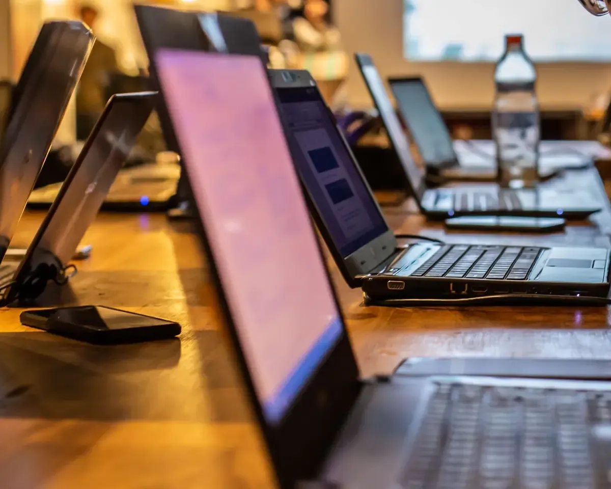 open laptops on a table