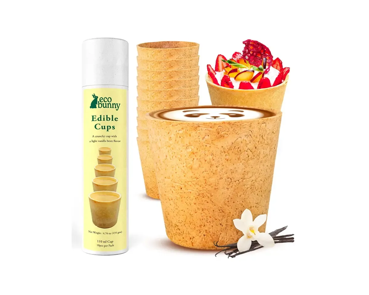 Vanilla Flavored Edible Cookie Cup with Paper Sleeves for Holding