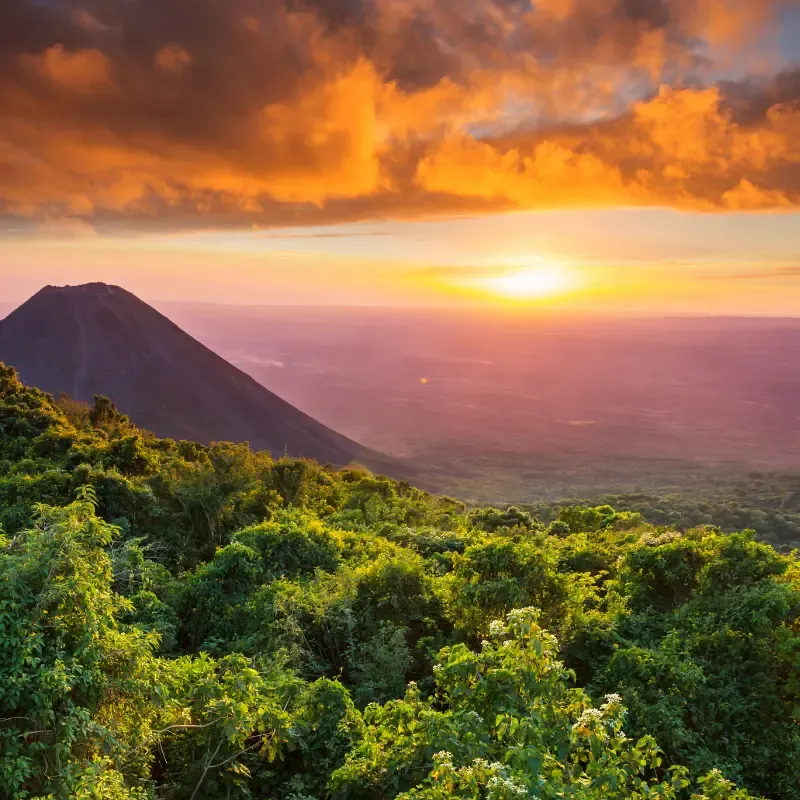 Sunset on a volcano in El Salvador