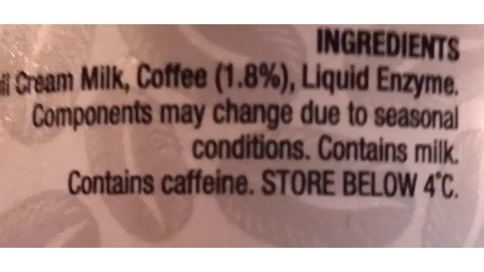 List of ingredients of enzyme coffes