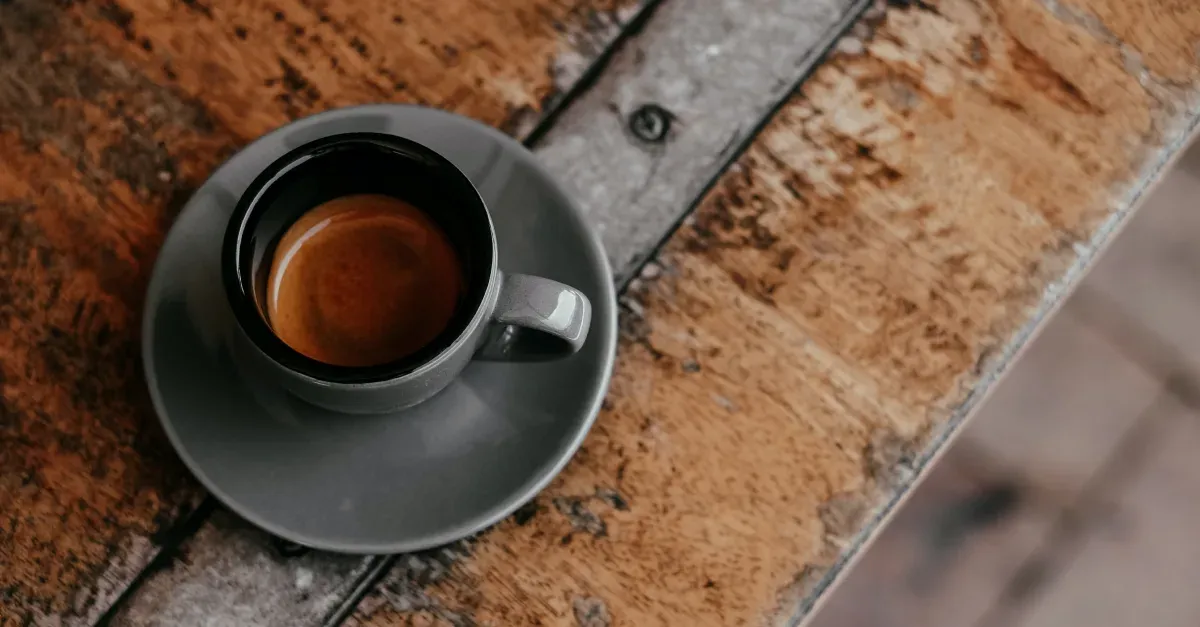 Espresso coffee cup sitting on a table
