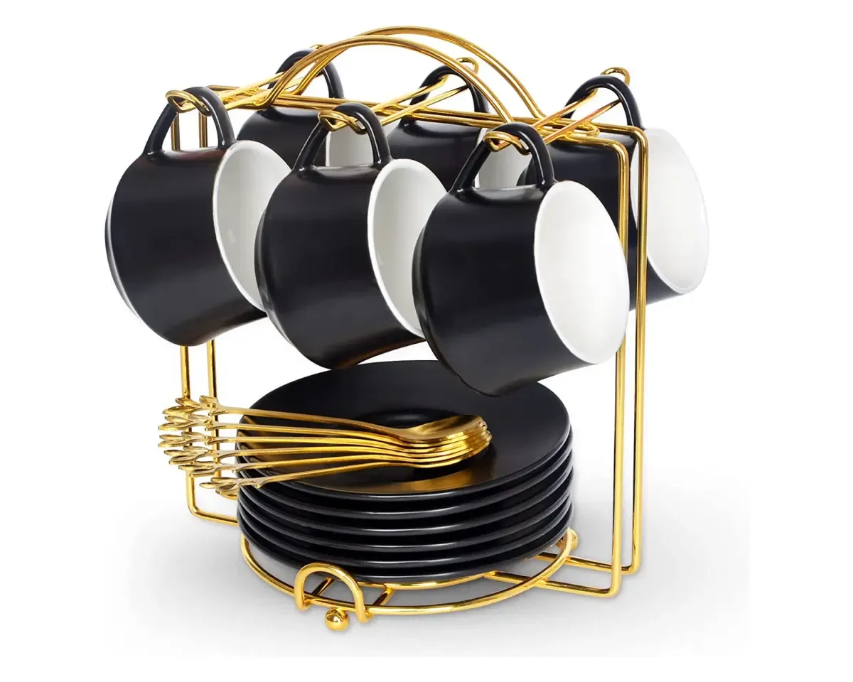 Espresso Cups, Saucers, and Spoons Set