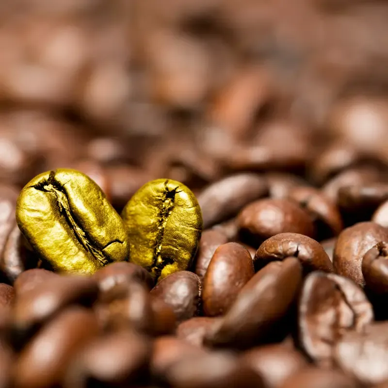 Gold coffee beans