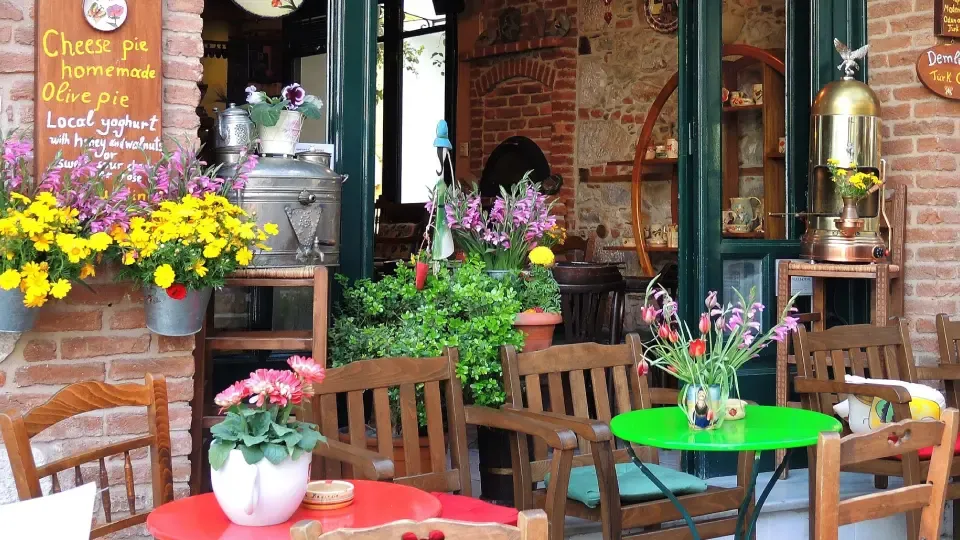 A colorful cafe in Greece