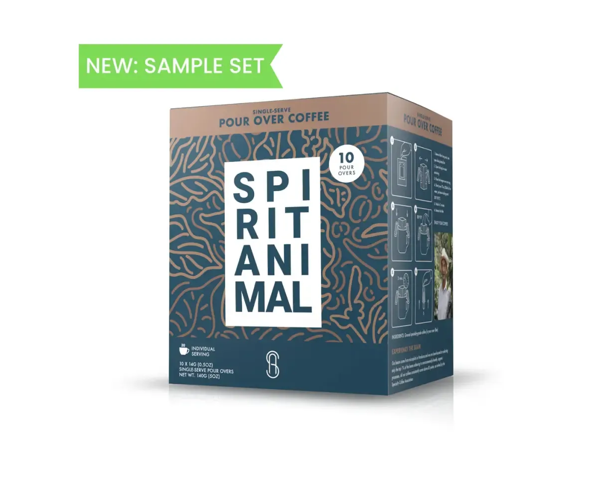 Box of Spirit Animal Pour Over Coffee Sample Set Single Serve
