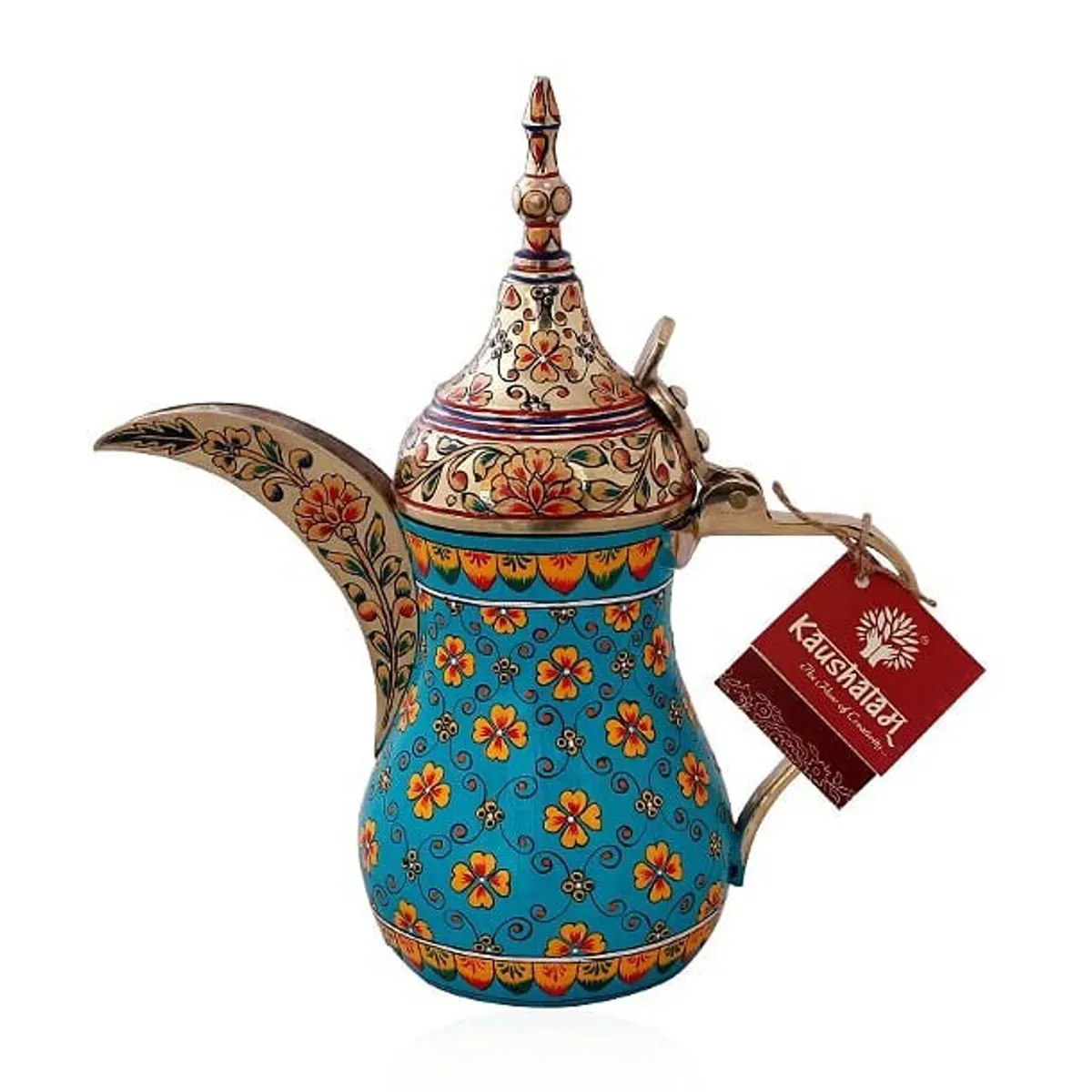 Hand Painted Brass Coffee Pot - Arabic Dallah