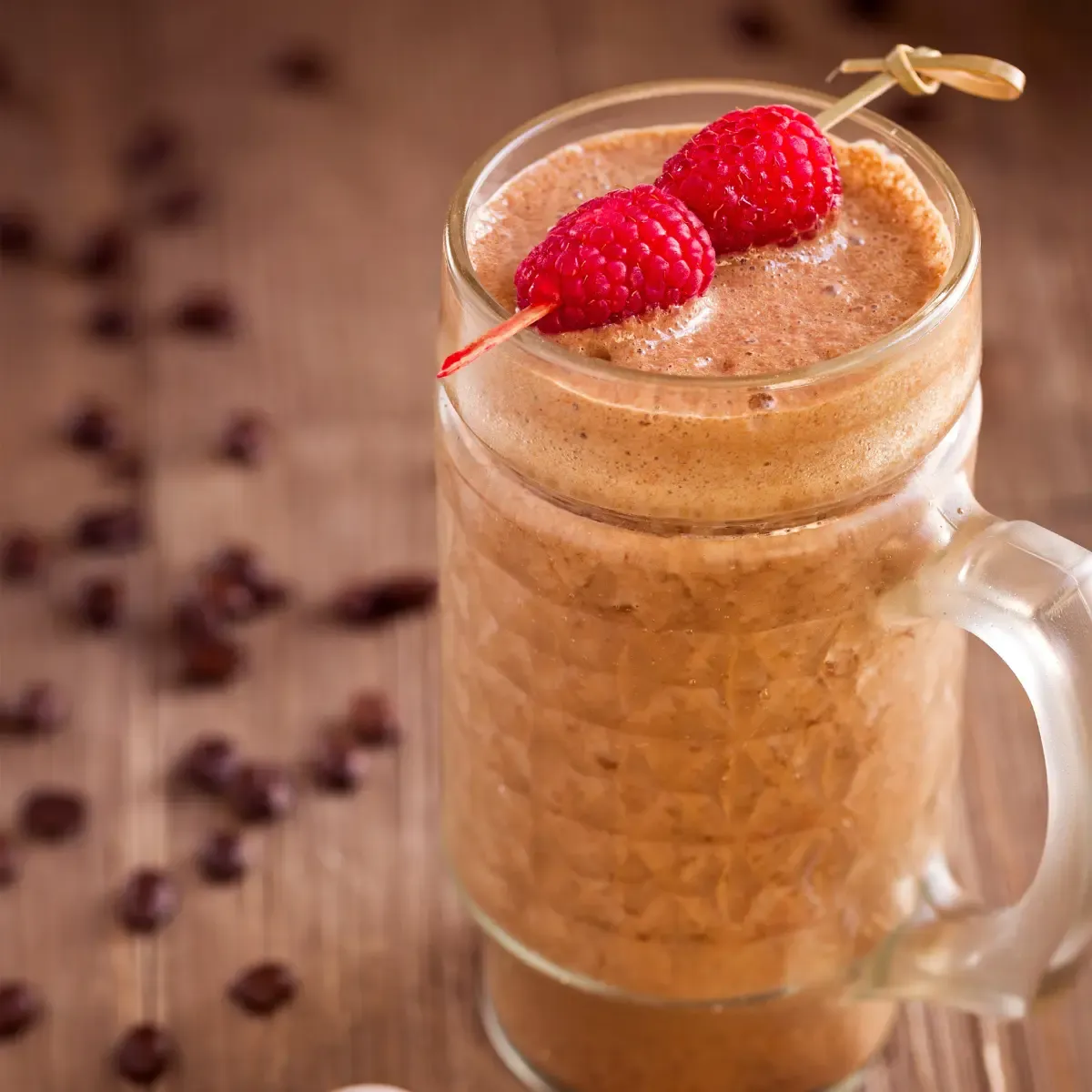 Raspberry Iced Coffee with fresh raspberry