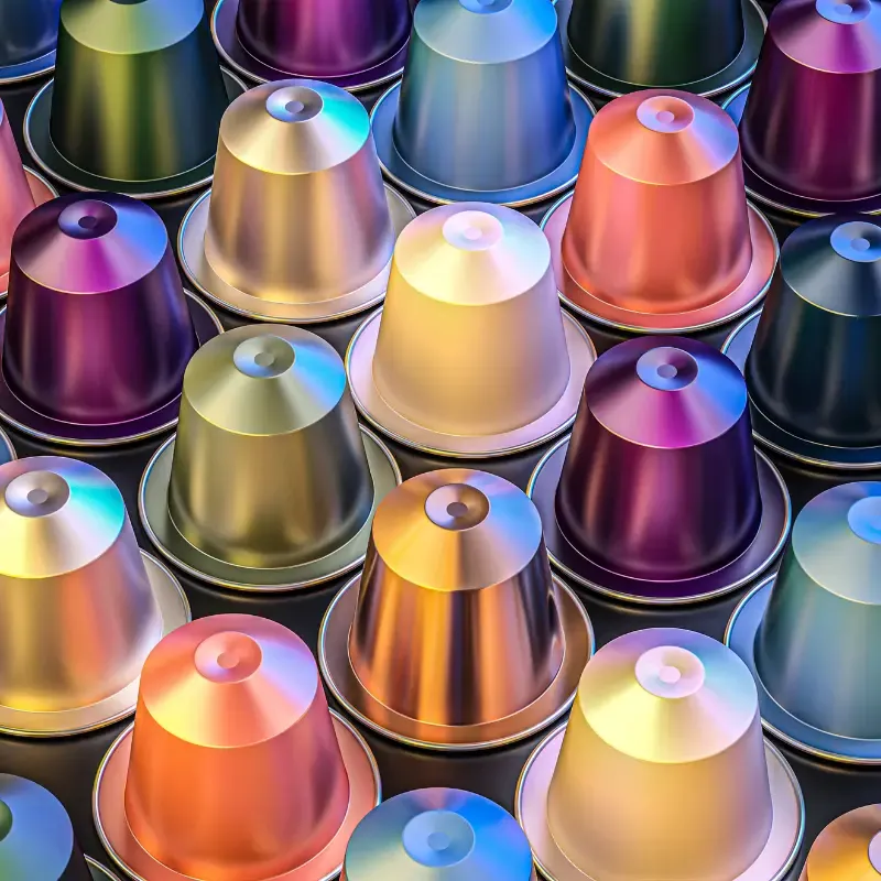 a dozen of nespresso coffee pods in different colors