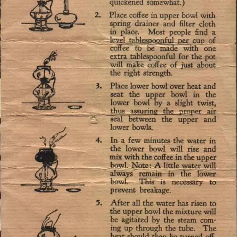 Old instruction manual for coffee maker