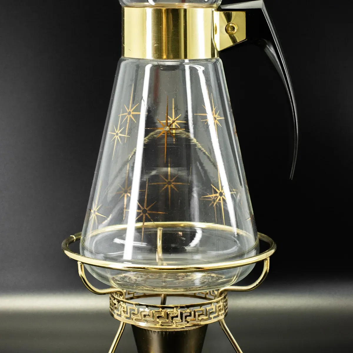 Pyrex Coffee Carafe with Starburst Design & Stand