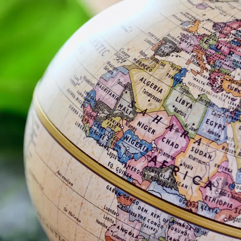 West African countries on a globe map