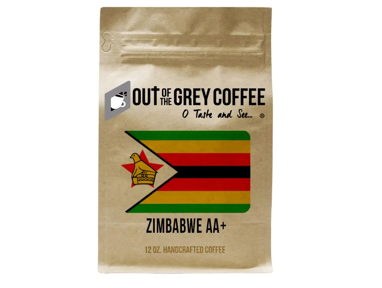 Out of the grey coffee bag