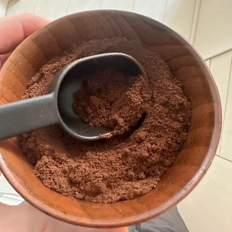 Ground coffee in a bowl