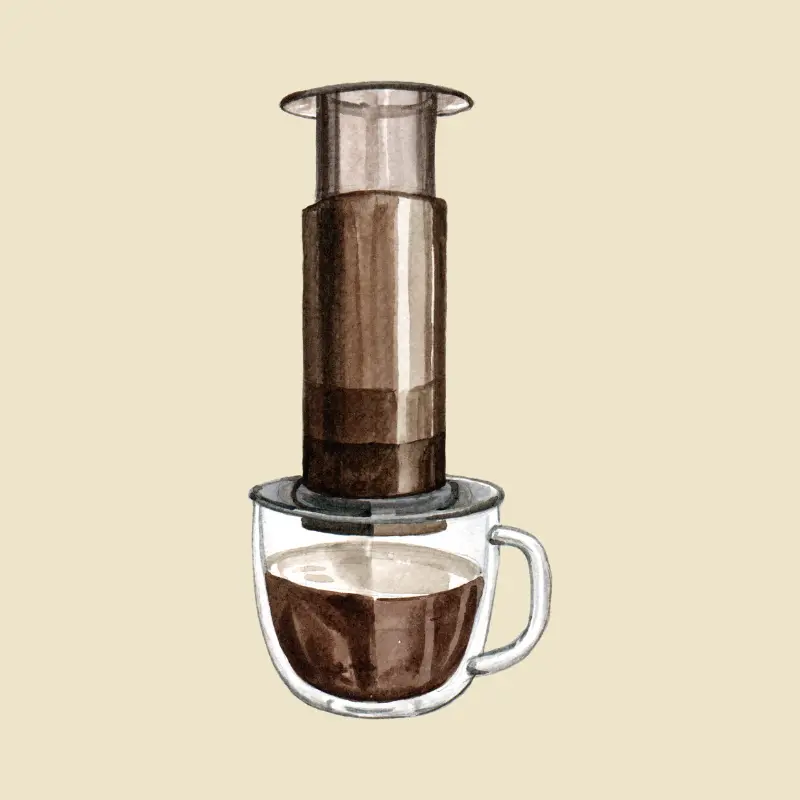 Watercolor painting of the Aeropress