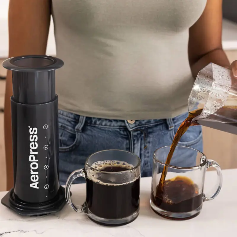Aeropress XL being poured into cups