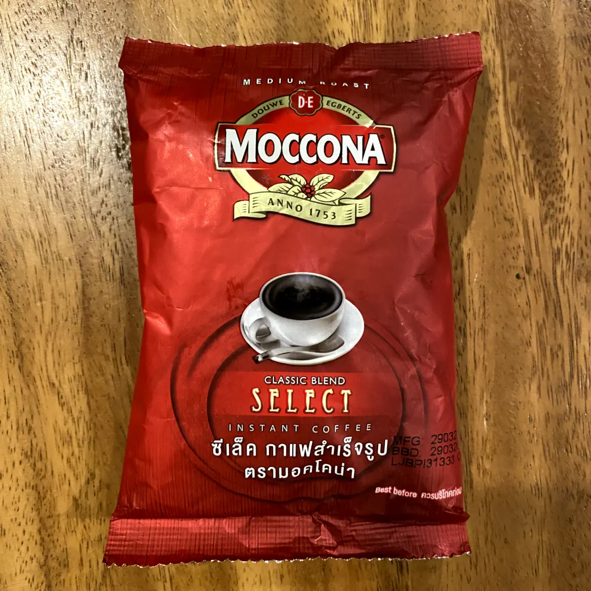 A bag of Thai Instant Coffee Moccona