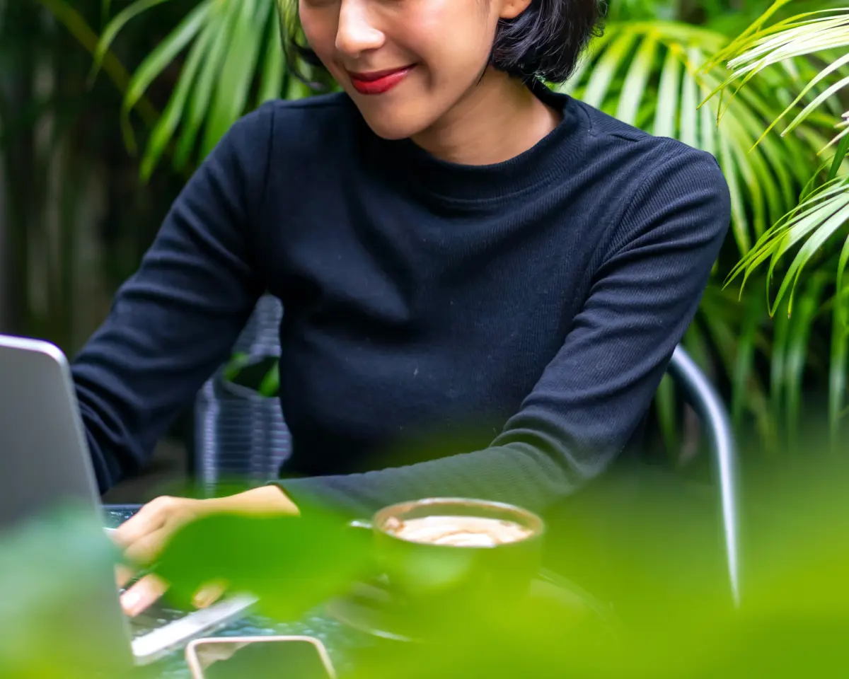 Woman in a coffee shop in Bali