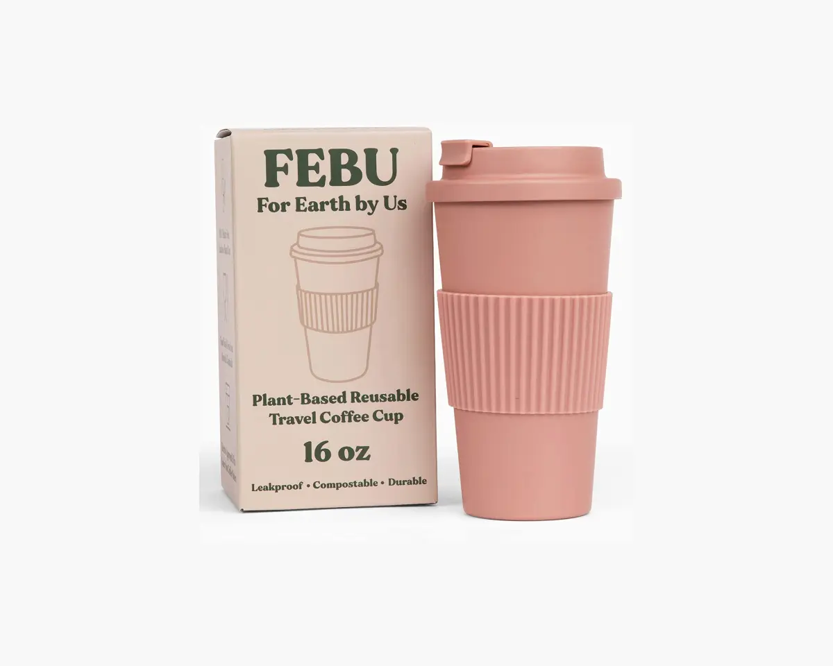 FEBU plant-based reusable coffee cup