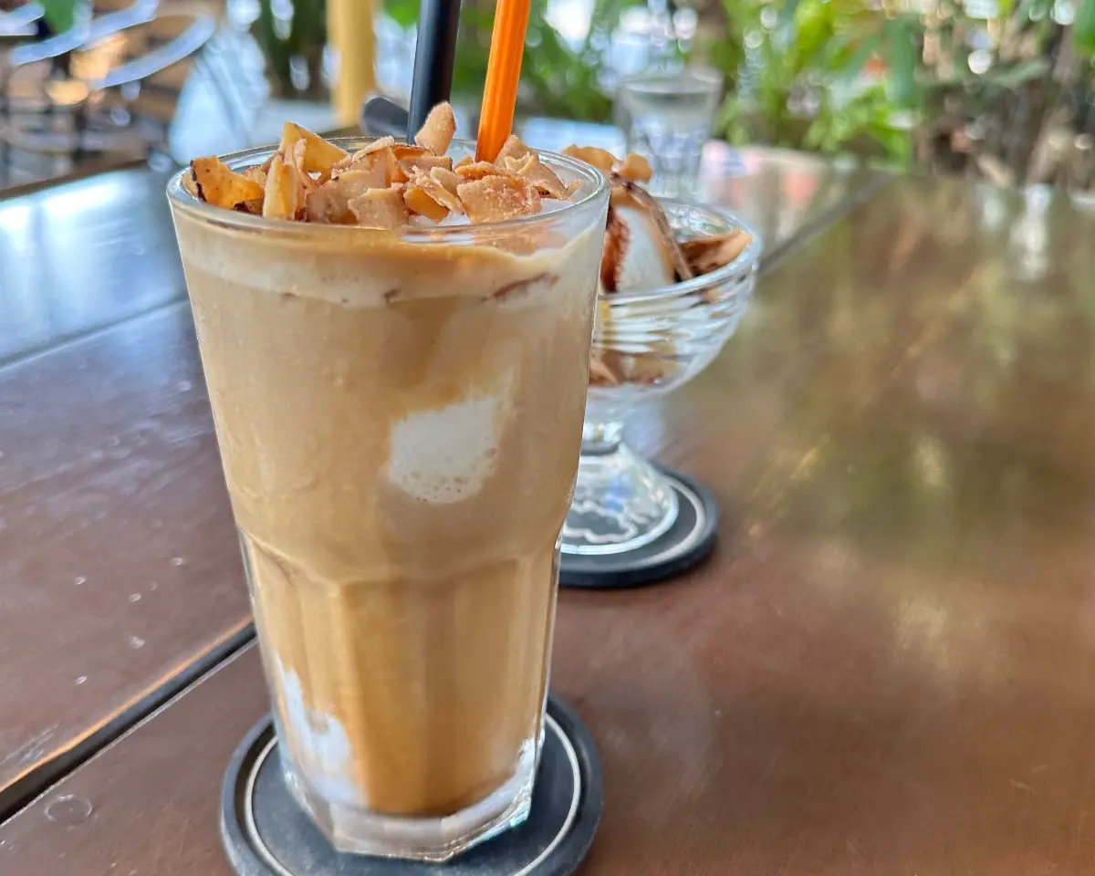 Coconut coffee and coconut ice cream