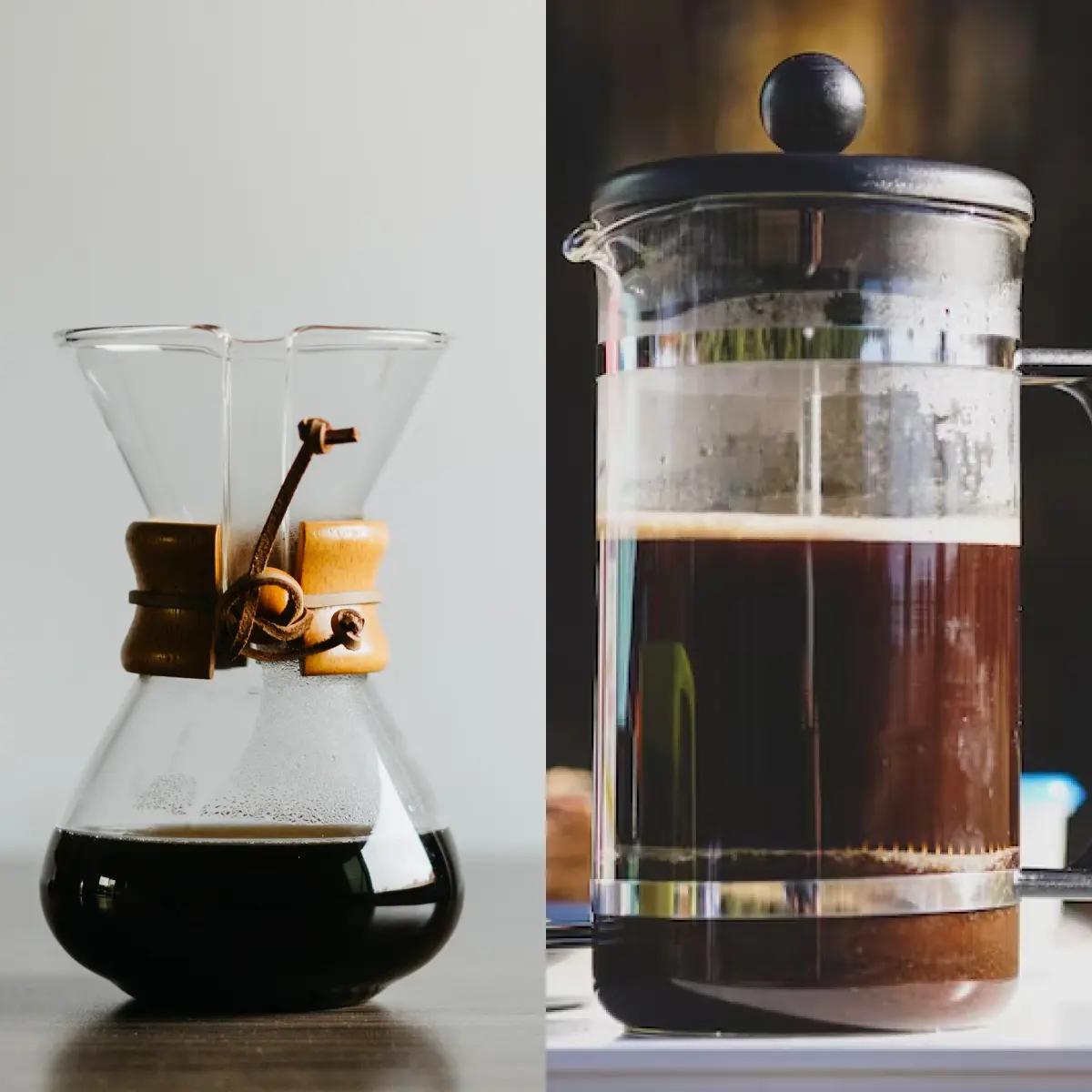 French press and pour-over glass