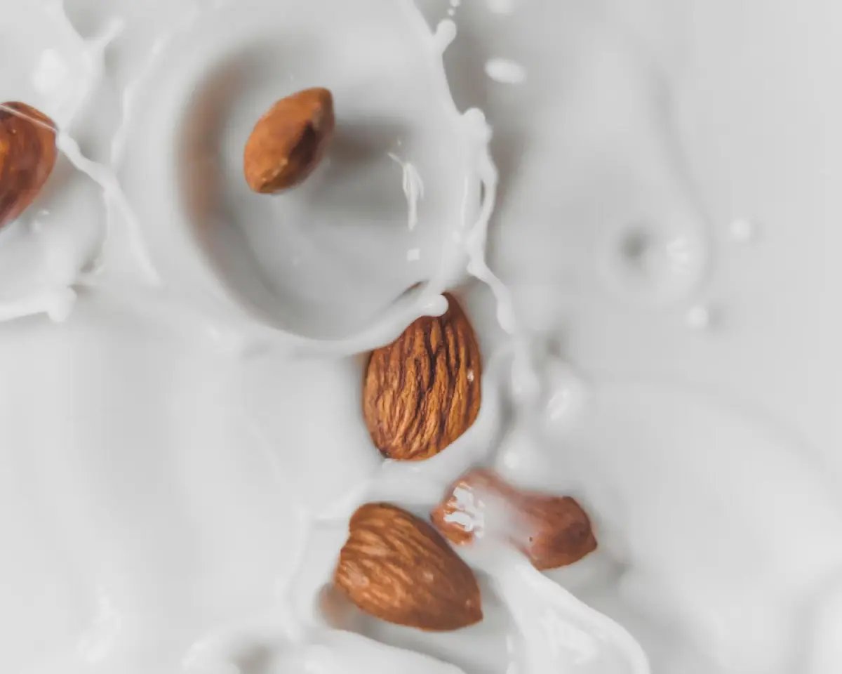 Almond milk with almonds