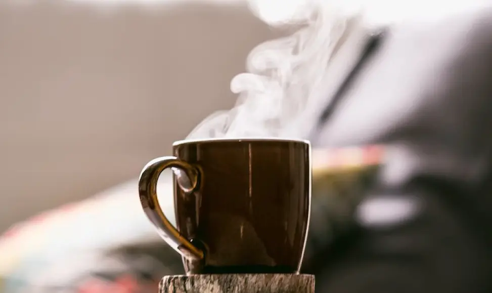 light going through steam from a hot drink