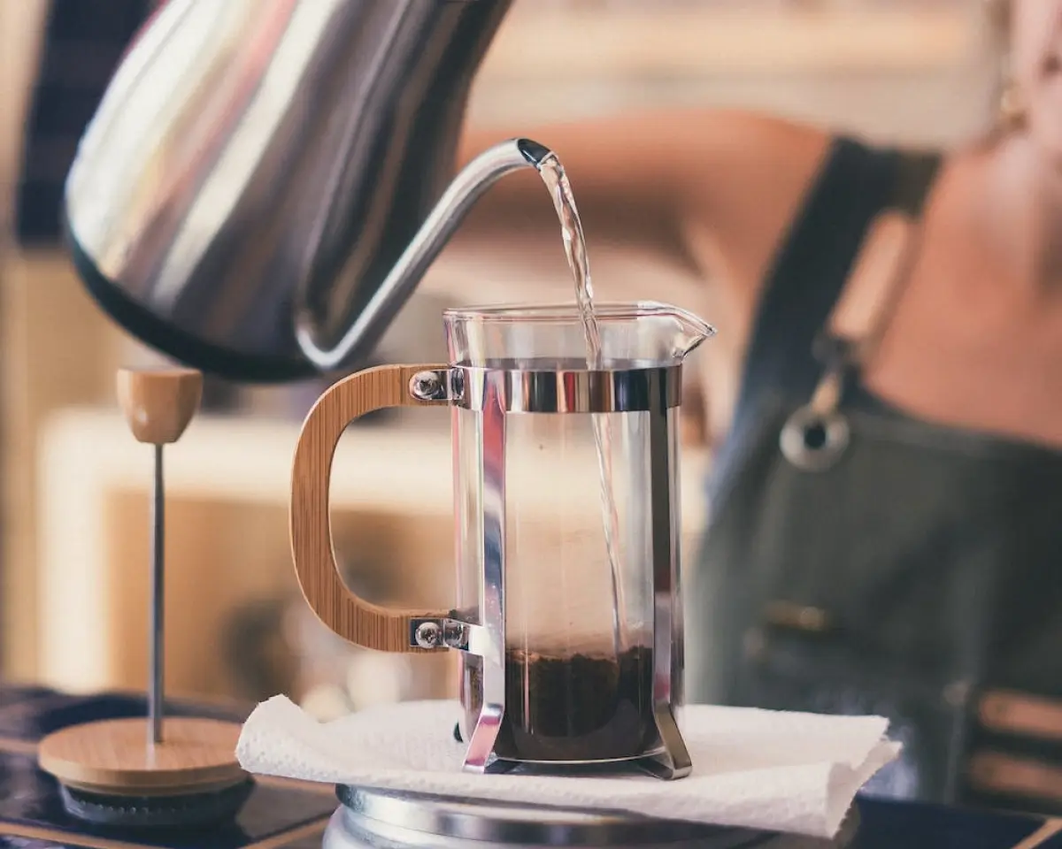 Water being poured into a French-Press