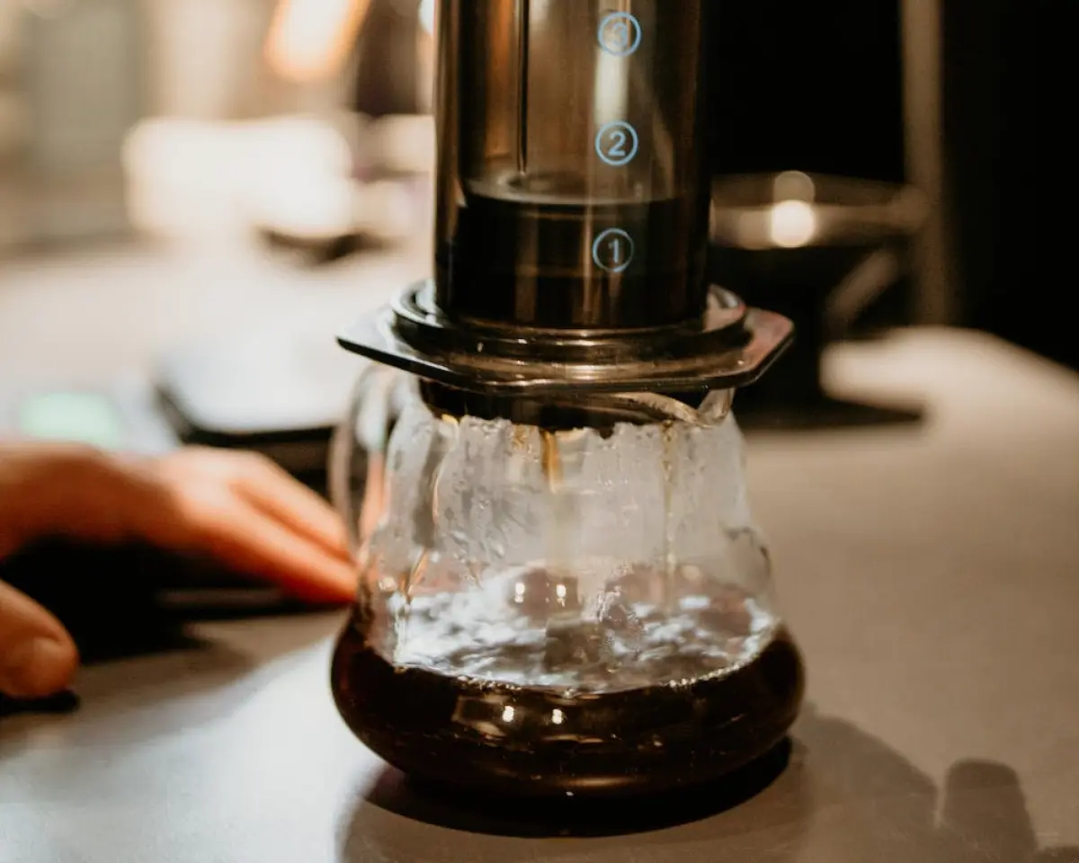 Water being poured into an aeropress