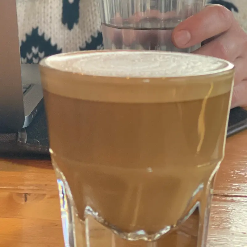Cortado in a shot glass