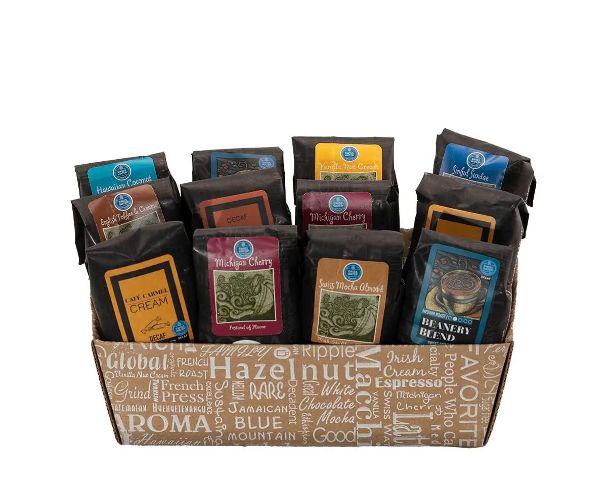 Coffee Beanery decaf coffee sampler gift basket