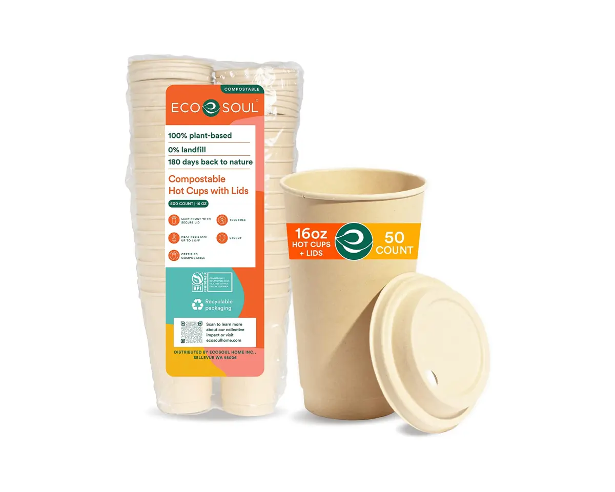 ECO SOUL Compostable Plant-Starch With Compostable Lids