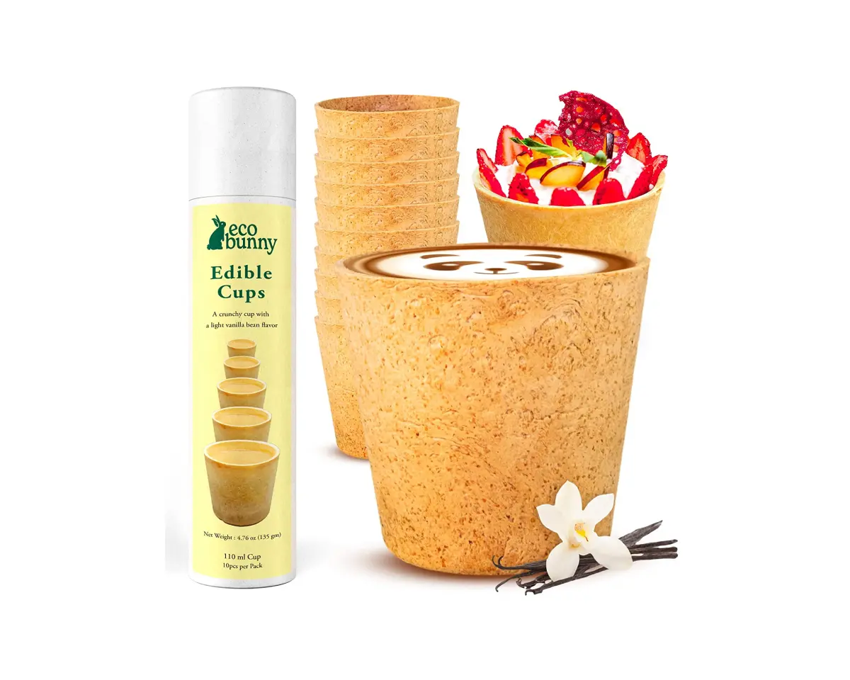 Vanilla Flavored Edible Cookie Cup with Paper Sleeves for Holding