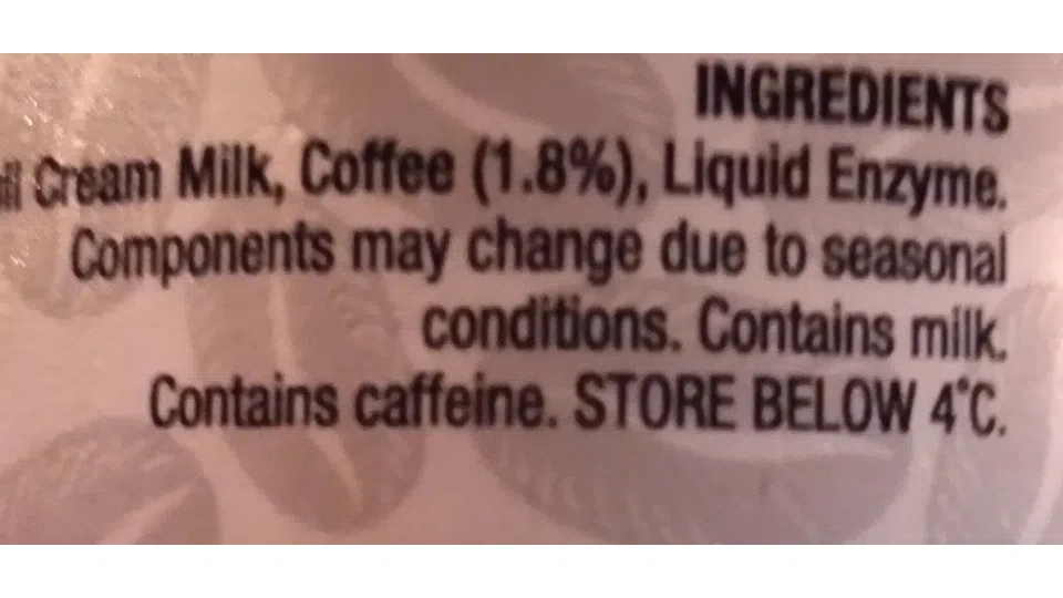 List of ingredients of enzyme coffes