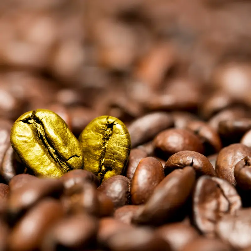 Gold coffee beans