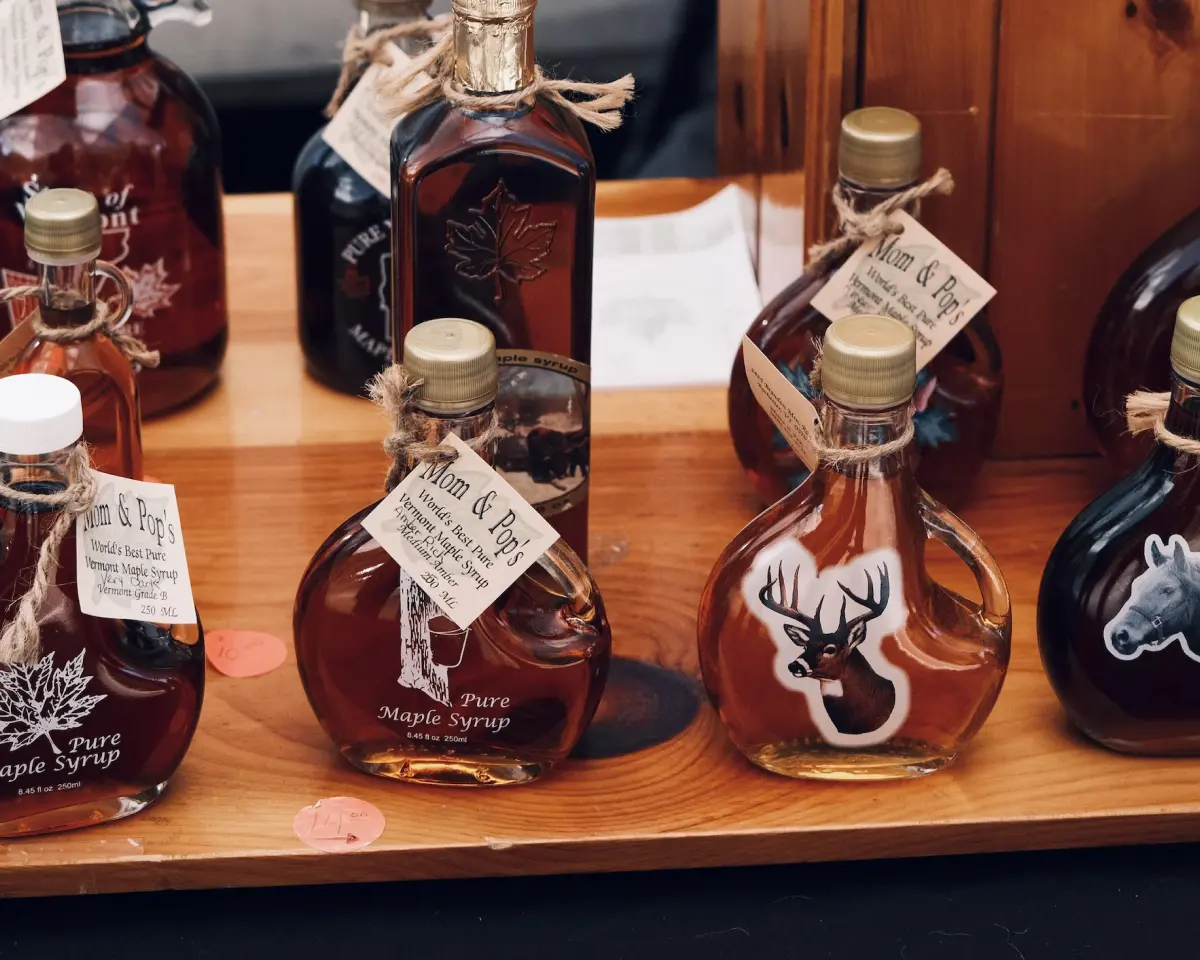 Six bottles of maple syrup