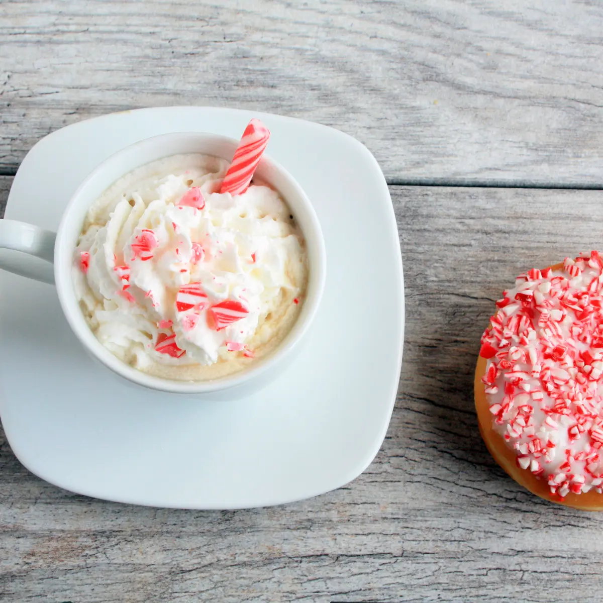 Peppermint Mocha with mint sugar cane brittles on top