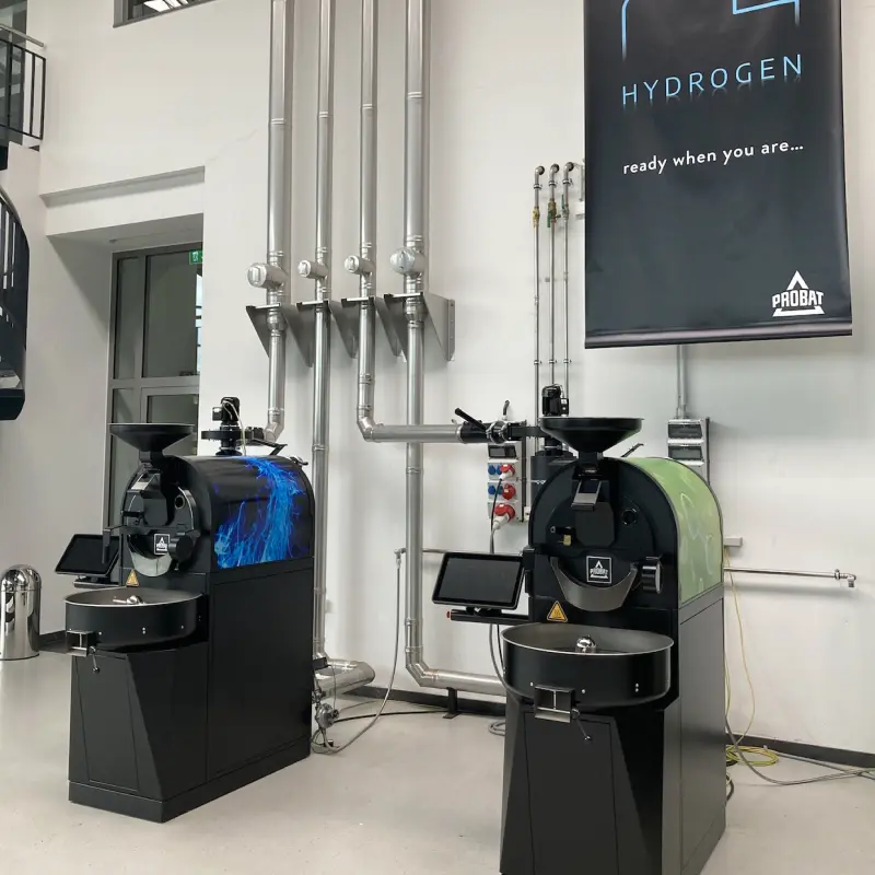 Probat Hydrogen Coffee Roasters on display in a large room