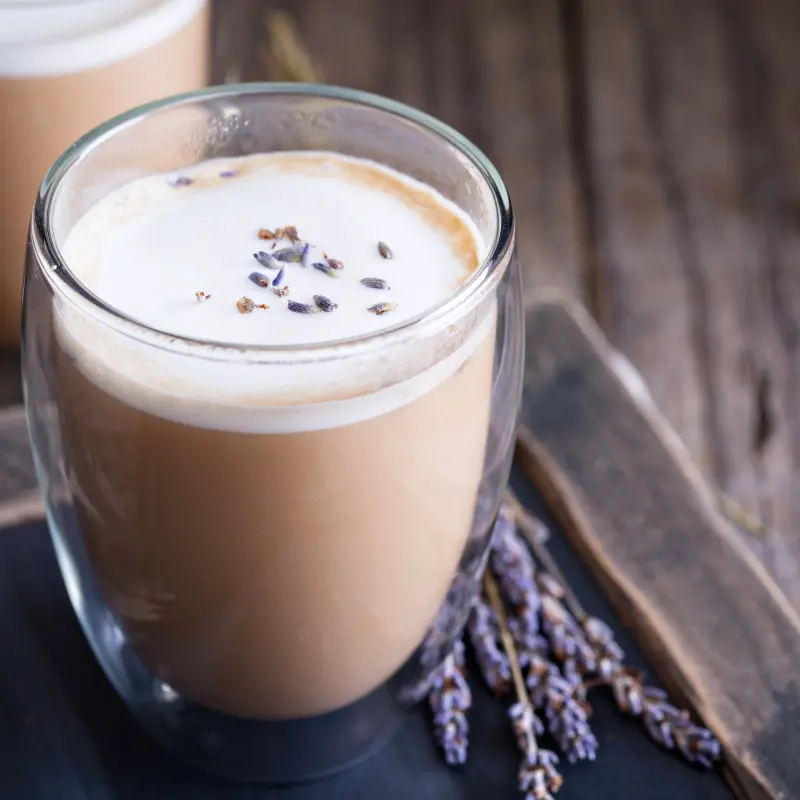 Lavender Honey Latte in a glass