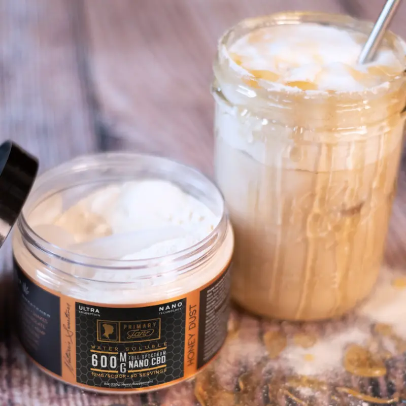 Iced Latte with honey and CBD oil