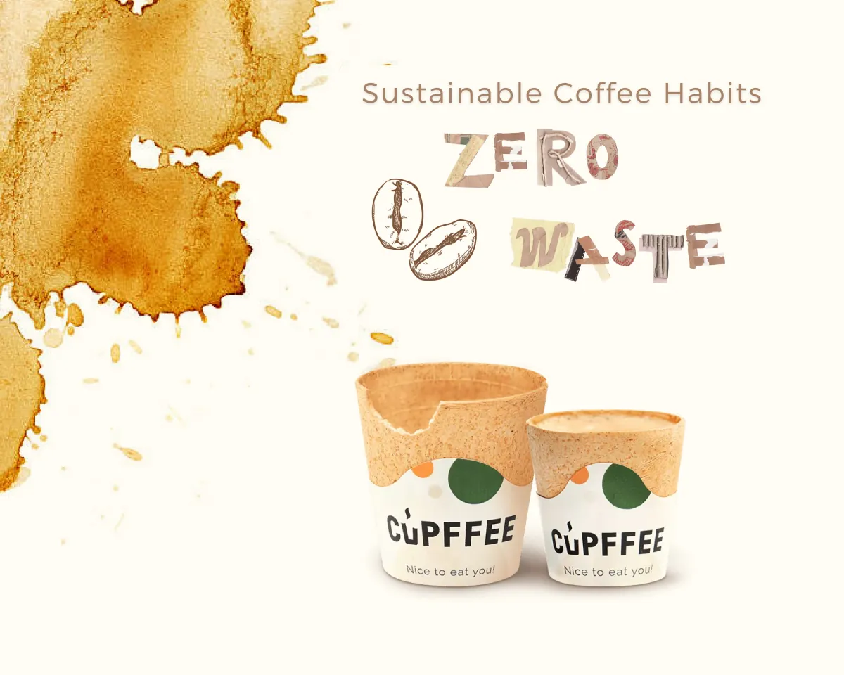 Cupffee cups with a coffee stain as a background