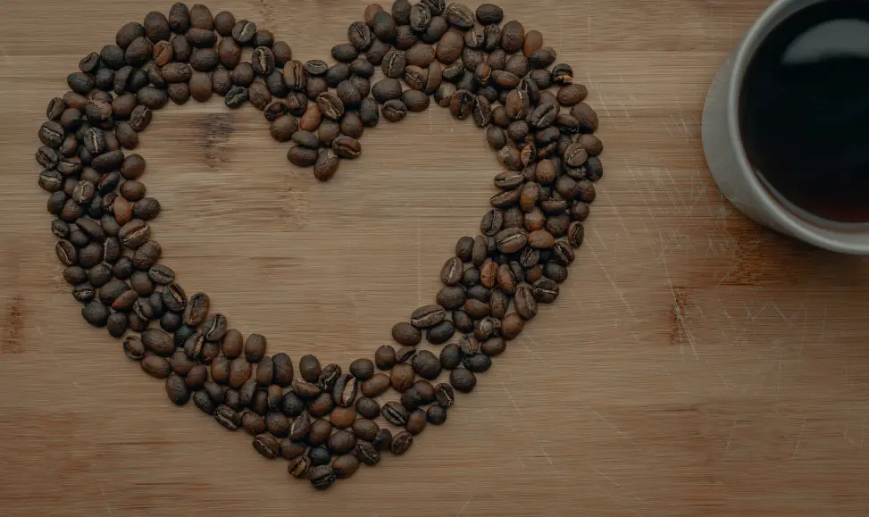 Heart made out of coffee beans