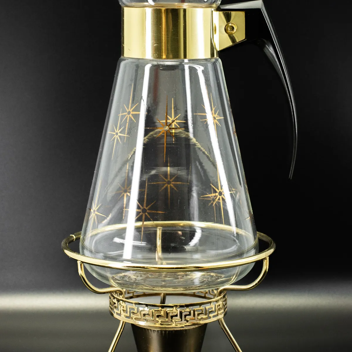 Pyrex Coffee Carafe with Starburst Design & Stand