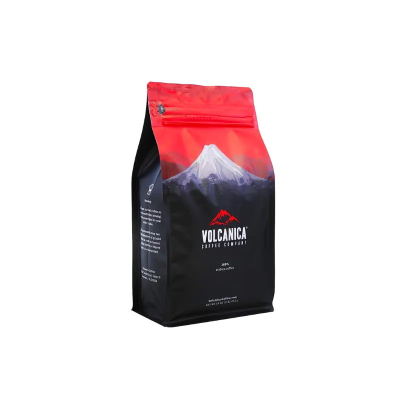 Bag of eggnog flavored coffee beans from volcanica